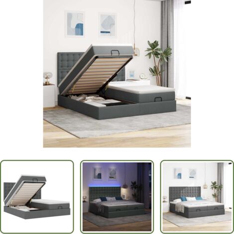 vidaXL Stoccaggio sotto il letto -  Struttura Letto Pouf con Materassi 180x200 cm in Tessuto