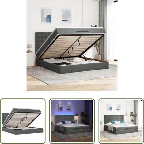 vidaXL Stoccaggio sotto il letto -  Struttura Letto Pouf con Materassi 200x200 cm in Tessuto