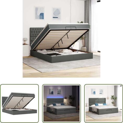 vidaXL Stoccaggio sotto il letto -  Struttura Letto Pouf con Materassi 200x200 cm in Tessuto