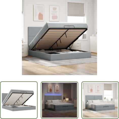 vidaXL Stoccaggio sotto il letto -  Struttura Letto Pouf con Materassi 200x200 cm in Tessuto