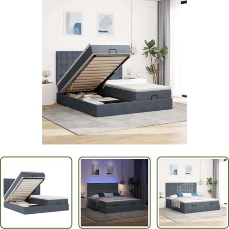vidaXL Stoccaggio sotto il letto -  Struttura Letto Pouf con Materassi 200x200 cm Velluto