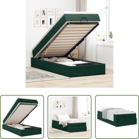 vidaXL Stoccaggio sotto il letto -  Struttura Letto Pouf con Materasso 100x200 cm Velluto