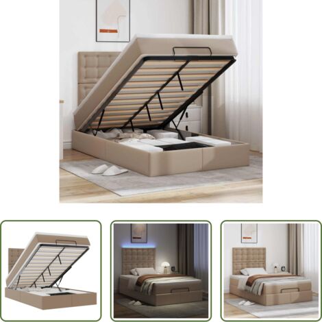 vidaXL Stoccaggio sotto il letto -  Struttura Letto Pouf con Materasso 120x200 cm Similpelle