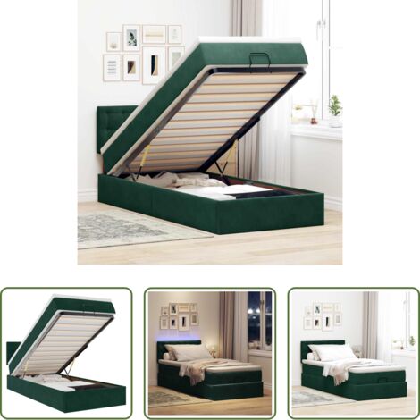 vidaXL Stoccaggio sotto il letto -  Struttura Letto Pouf con Materasso 90x190 cm in Velluto