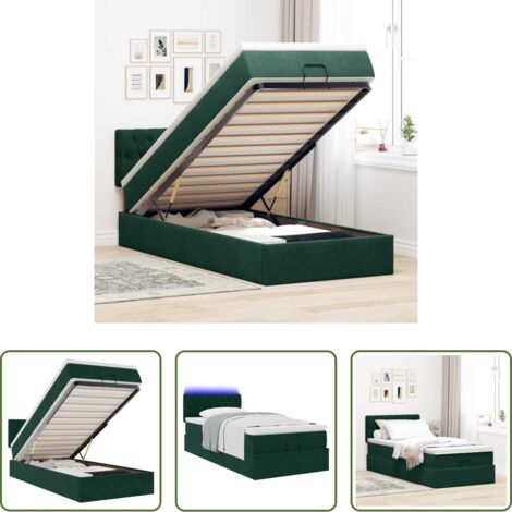 vidaXL Stoccaggio sotto il letto -  Struttura Letto Pouf con Materasso 90x190 cm in Velluto