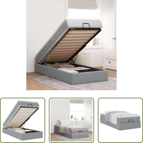 vidaXL Stoccaggio sotto il letto -  Struttura Letto Pouf con Materasso 90x200 cm in Tessuto