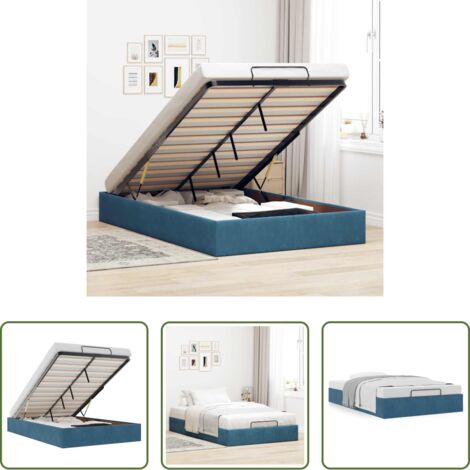 vidaXL Stoccaggio sotto il letto -  Struttura Letto Pouf Senza Materasso 120x190 cm Velluto