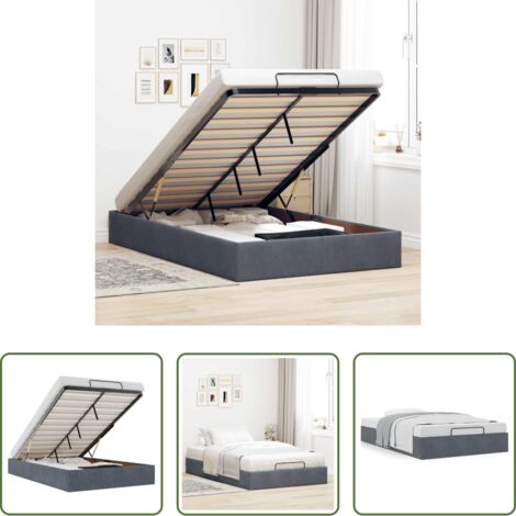vidaXL Stoccaggio sotto il letto -  Struttura Letto Pouf Senza Materasso 80x200 cm Velluto