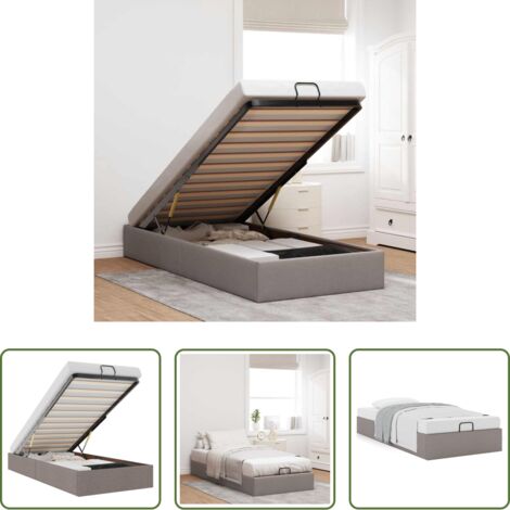 vidaXL Stoccaggio sotto il letto -  Struttura Letto Pouf senza Materasso Tortora 100x200cm Tessuto