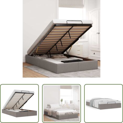 vidaXL Stoccaggio sotto il letto -  Struttura Letto Pouf senza Materasso Tortora 120x190 cm Tessuto