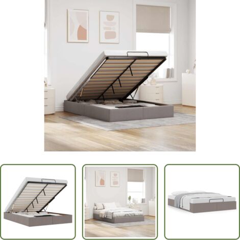 vidaXL Stoccaggio sotto il letto -  Struttura Letto Pouf senza Materasso Tortora 140x190 cm Tessuto