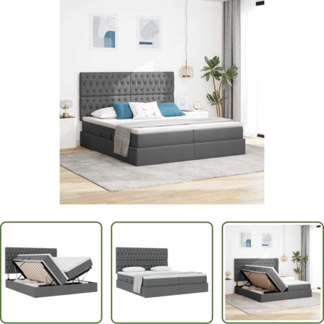 vidaXL Stoccaggio sotto letto -  Letto con Contenitore Grigio scuro 200 x 200 cm Pelle Sintetica