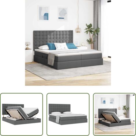 vidaXL Stoccaggio sotto letto -  Letto con Contenitore Grigio scuro 200 x 200 cm Pelle Sintetica