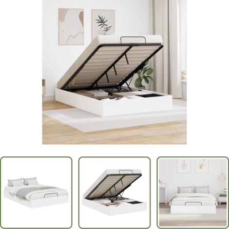 vidaXL Stoccaggio sotto letto -  Letto ottomano Bianco 193 x 140 x 25 cm Legno ingegnerizzato