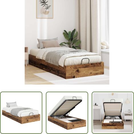 vidaXL Stoccaggio sotto letto - Letto ottomano con archiviazione Legno vecchio 203 x 90 x 25 cm