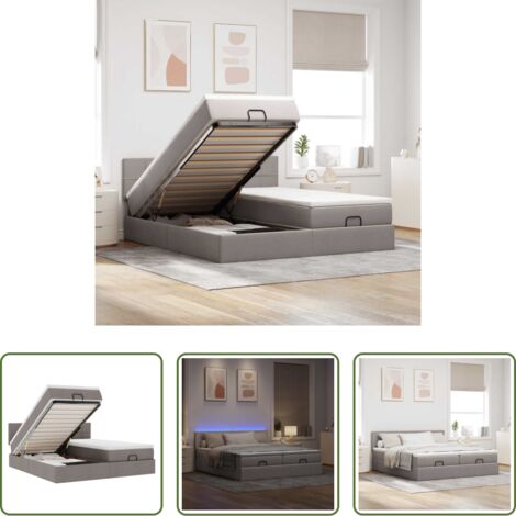vidaXL Stoccaggio sotto letto -  Struttura Letto Pouf con Materassi Tortora 180x200cm in Tessuto
