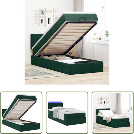 vidaXL Stoccaggio sotto letto -  Struttura Letto Pouf con Materasso 100x200 cm Velluto
