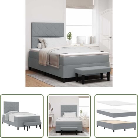 vidaXL Stoffbett -  Boxspringbett mit Matratze Hellgrau 120 x 190 cm Stoff