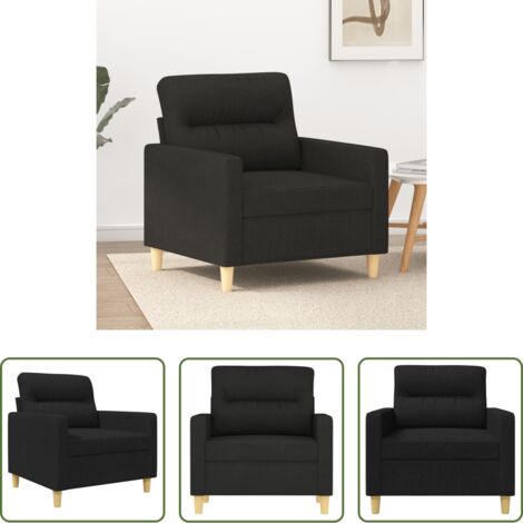 vidaXL Stoffsofa -  Sofasessel Schwarz 60 cm Stoff