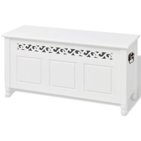 vidaXL Storage Bench Baroque Style MDF White