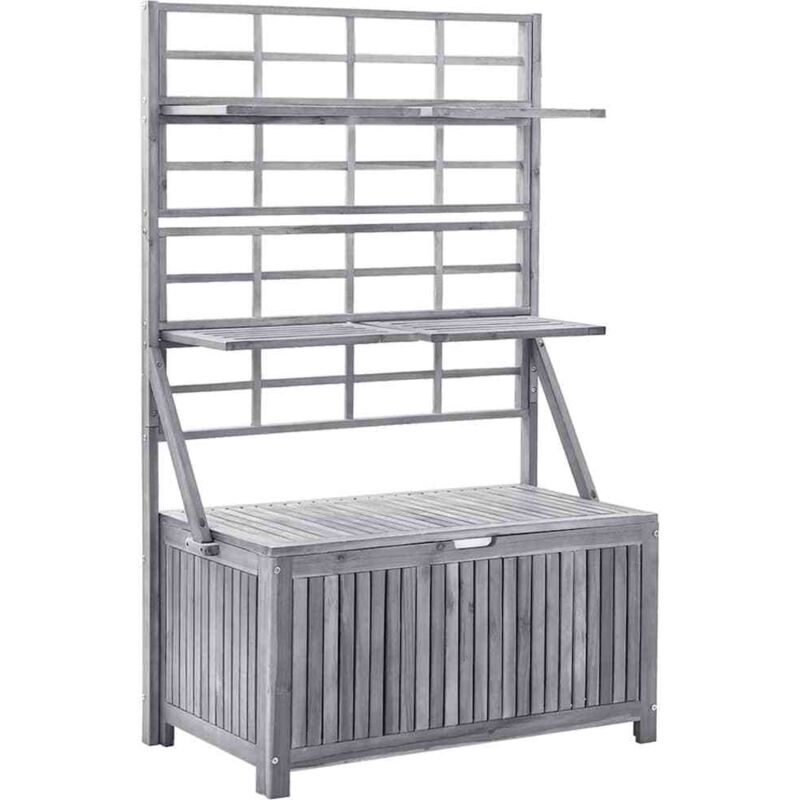 Vidaxl - Storage Box With Trellis Grey 99x55x160 Cm Solid Acacia Wood