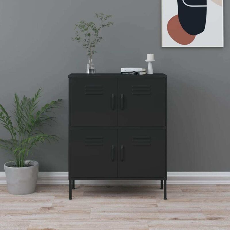 Storage Cabinet Black 80x35x101.5 Cm Steel Vidaxl