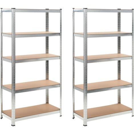 main image of "vidaXL Storage Shelves 2 pcs 90x40x180 cm MDF - Brown"