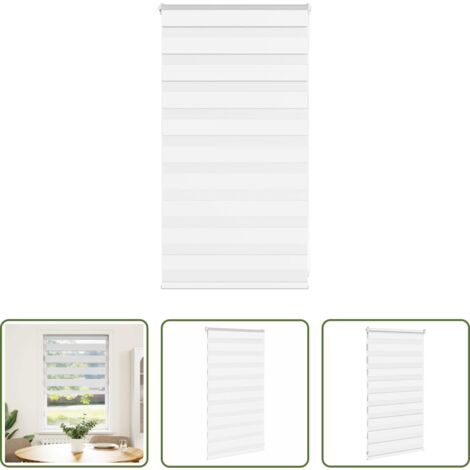 vidaXL Store à deux couches -  Store zèbre blanc 80x100 cm largeur du tissu 75,9 cm polyester