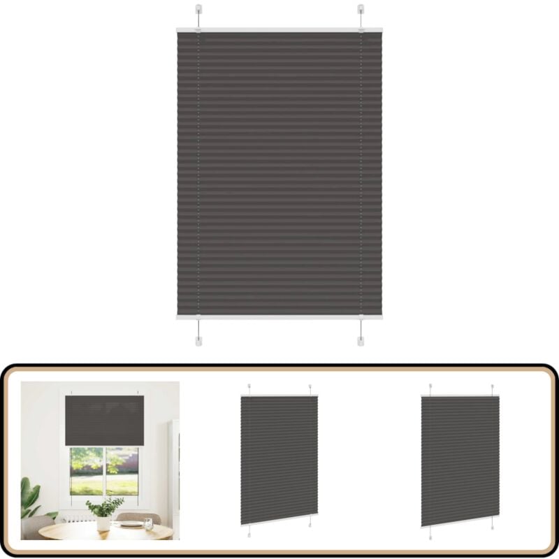 Vidaxl - Store plissé noir 85x100 cm largeur du tissu 84,4 cm polyester
