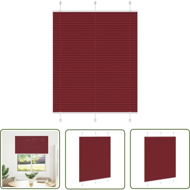 The Living Store - vidaXL Store plissé rouge bordeaux 110x150 cm largeur du tissu 109,4cm