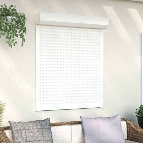 Vidaxl – Store roulant manuel blanc 100 x 120 cm – Aluminium et polyuréthane – Système à commande manuelle – Pour usage intérieur et extérieur