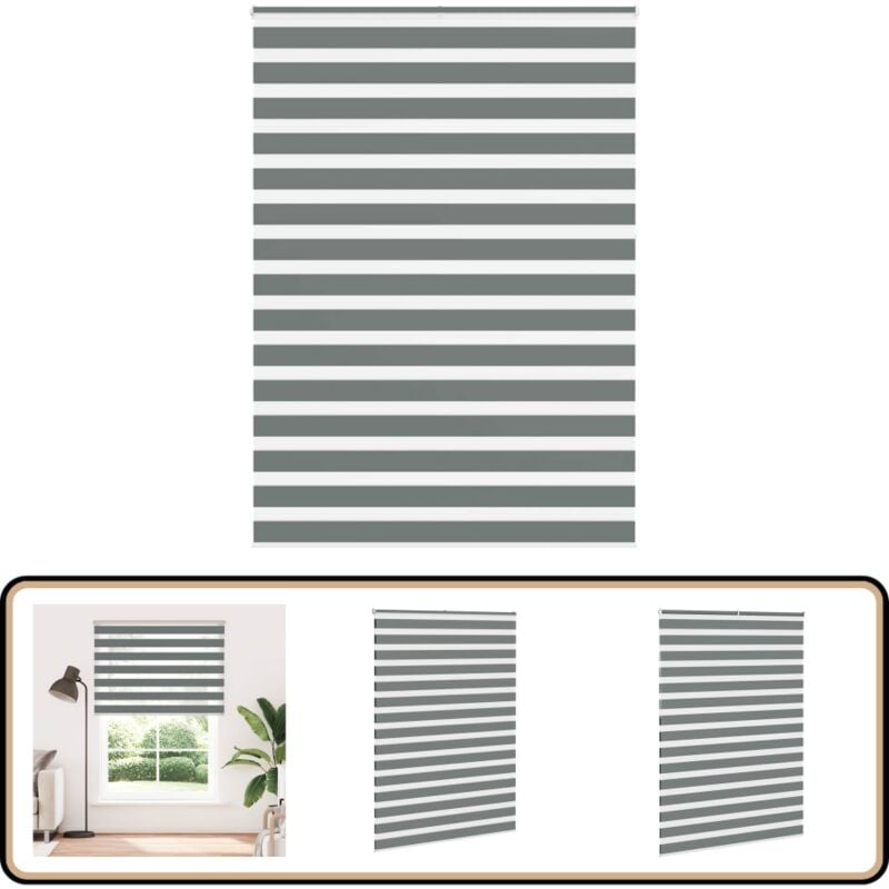 Vidaxl - Store zèbre gris foncé largeur du tissu 155,9 cm polyester