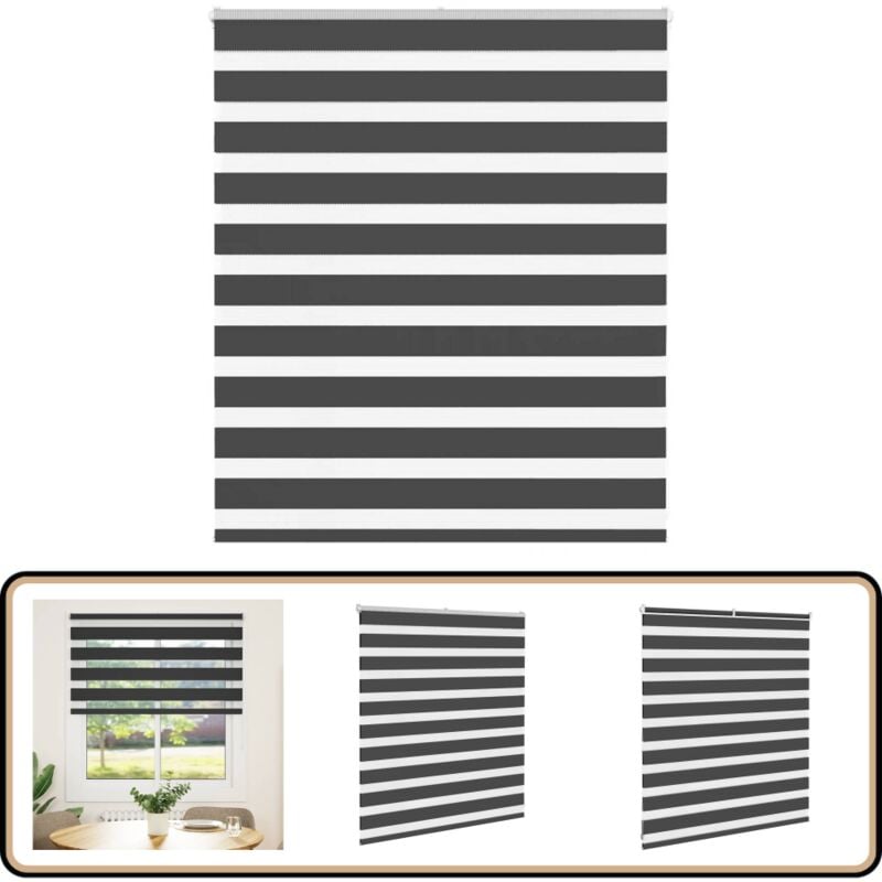 Vidaxl - Store zèbre noir 125x100 cm largeur du tissu 120,9 cm polyester