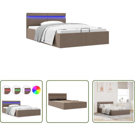 vidaXL Striscia LED -  Giroletto con Contenitore e LED Tortora Tessuto 120x200 cm