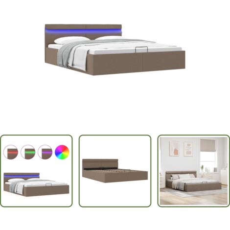 vidaXL Striscia LED -  Giroletto Idraulico Contenitore LED Tortora Tessuto 160x200cm