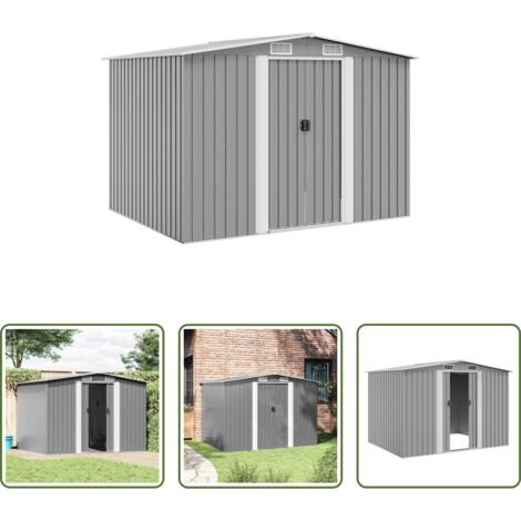 vidaXL Strumenti -  Capanno per Attrezzi in Metallo Grigio 257x205x178 cm