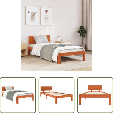 vidaXL Struttura del letto Marrone cerato 70 x 190 cm Pino massello
