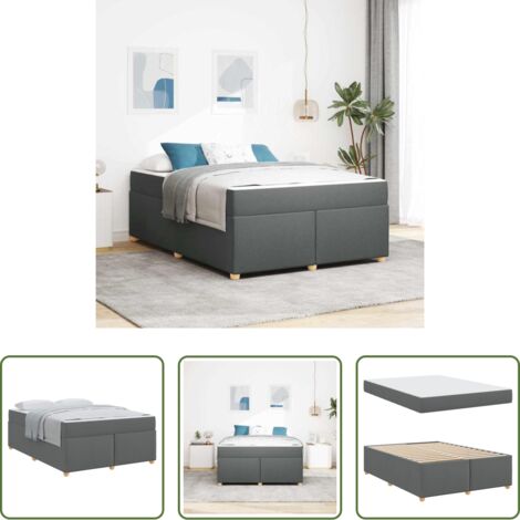 vidaXL Struttura in legno ingegnerizzato -  Struttura del letto Grigio scuro 160 x 200 cm Tessuto
