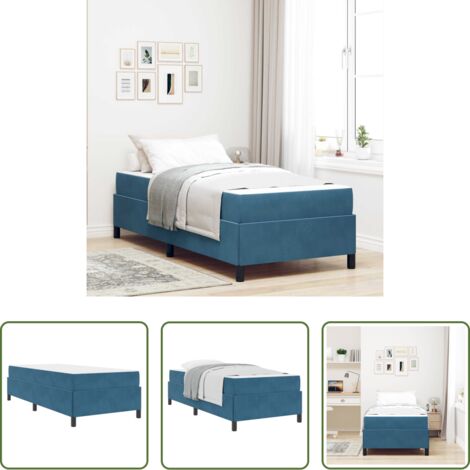 vidaXL Struttura in legno -  Struttura del letto con materasso Blu Scuro 80 x 200 cm Tessuto
