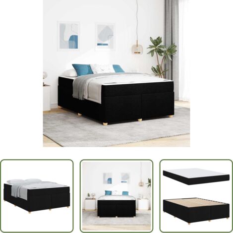 vidaXL Struttura in legno -  Struttura del letto con materasso Nero 160 x 200 cm Tessuto