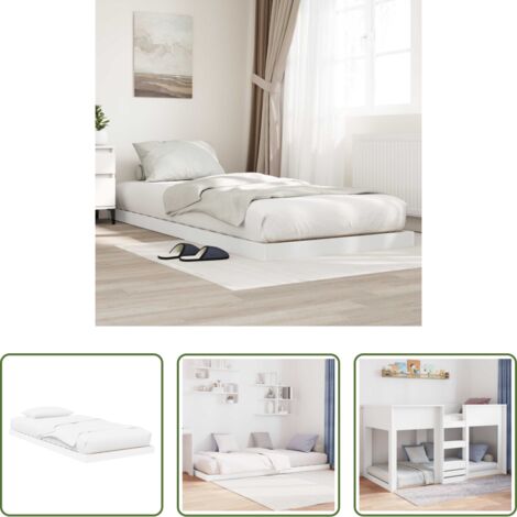 vidaXL Struttura in legno -  Struttura letto a terra Bianco 80 x 200 cm Legno multistrato