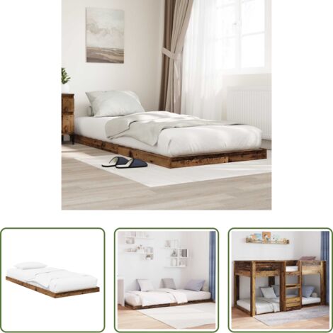 vidaXL Struttura in legno -  Struttura letto a terra Legno vecchio 75 x 190 cm