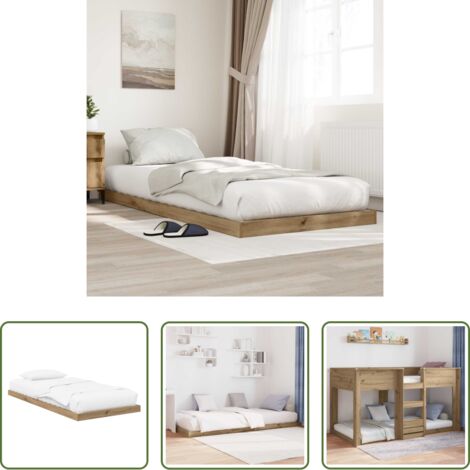 vidaXL Struttura in legno -  Struttura letto a terra Rovere artigianale 75 x 190 cm
