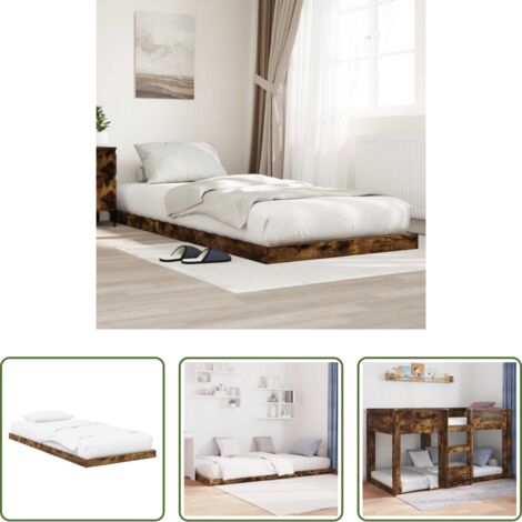 vidaXL Struttura in legno -  Struttura letto a terra Rovere fumé 100 x 200 cm