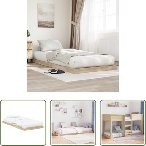 vidaXL Struttura in legno -  Struttura letto a terra Sonoma 80 x 200 cm Legno multistrato