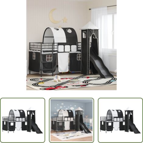 vidaXL Struttura in metallo -  Struttura del letto loft per bambini Nero 107 x 200 cm Metallo