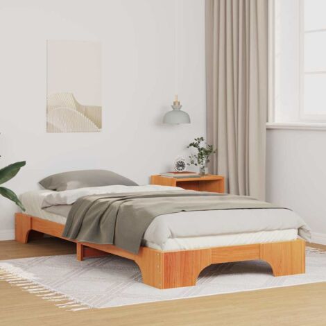vidaXL Struttura letto a terra Marrone 90 x 220 cm legno