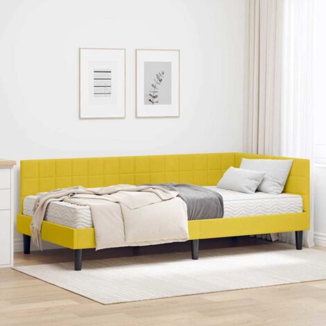 vidaXL Struttura Letto Angolare con Materasso 2 pcs Giallo Velluto