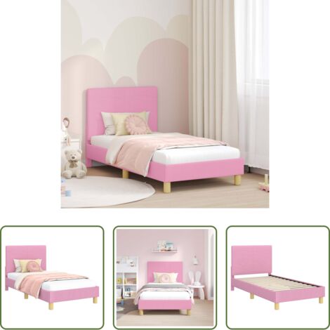 vidaXL Struttura letto bambini -  Struttura letto bambini con testata Rosa 80 x 160 cm Tessuto