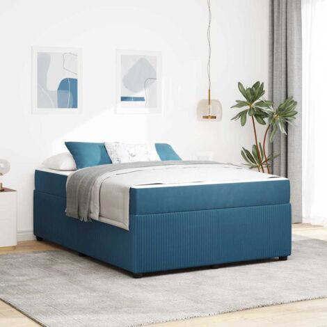 vidaXL Struttura letto con materasso Blu 140 x 200 cm Velluto